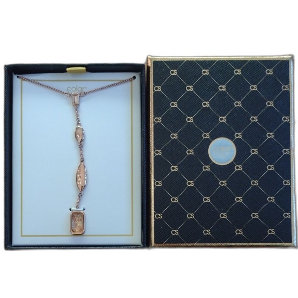 Color Street 18" Rose Gold Colored Triple Station Necklace Tokyo Lights